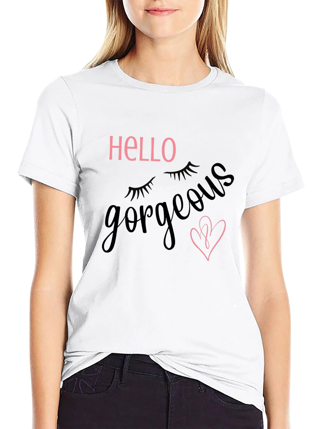 Hello Gorgeous Graphic Tee - Stylish Black T-Shirt