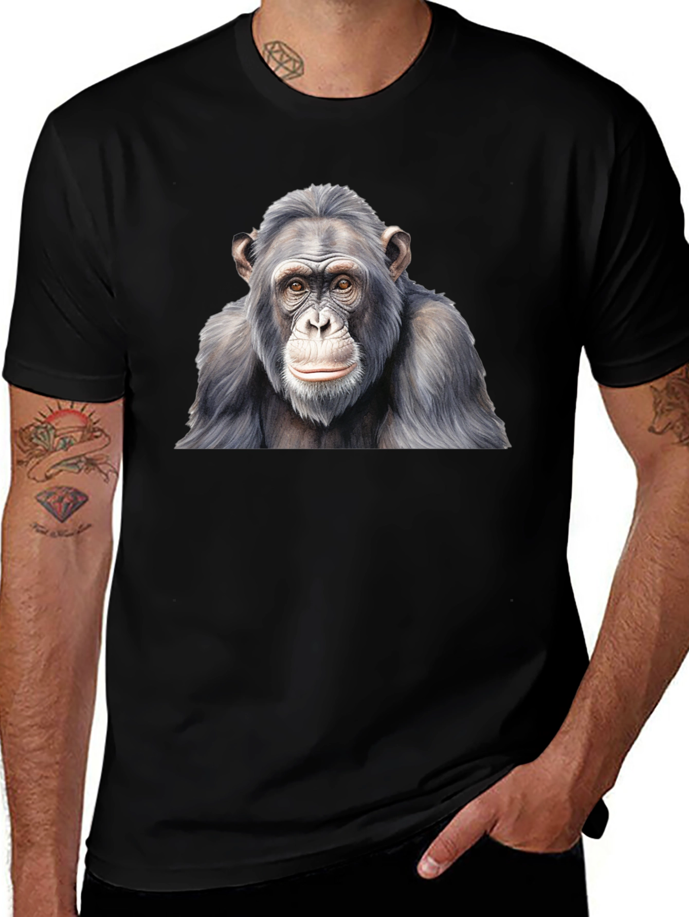 Chimpanzee Graphic Black T-Shirt