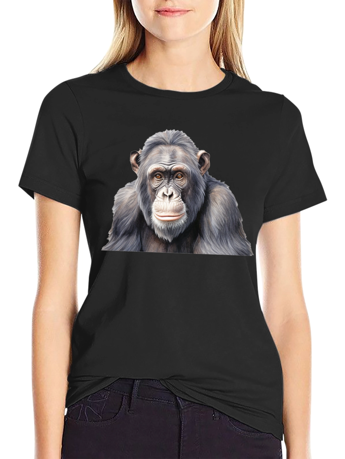 Chimpanzee Graphic Black T-Shirt
