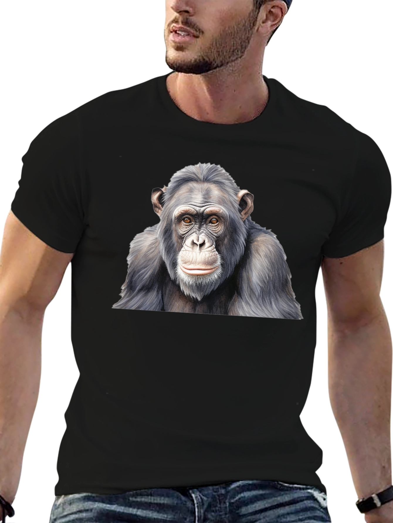 Chimpanzee Graphic Black T-Shirt