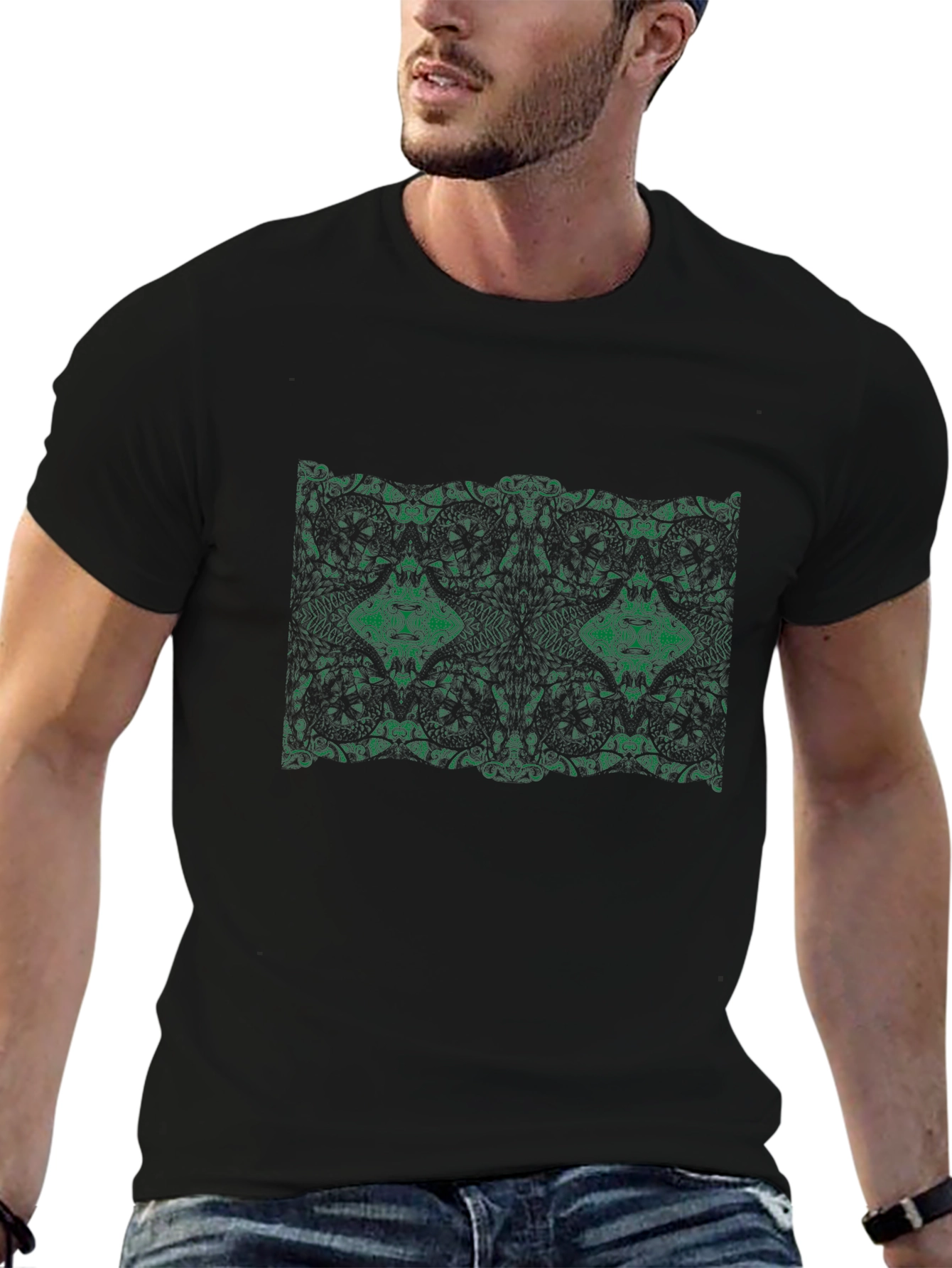 Emerald Pattern Black Tee