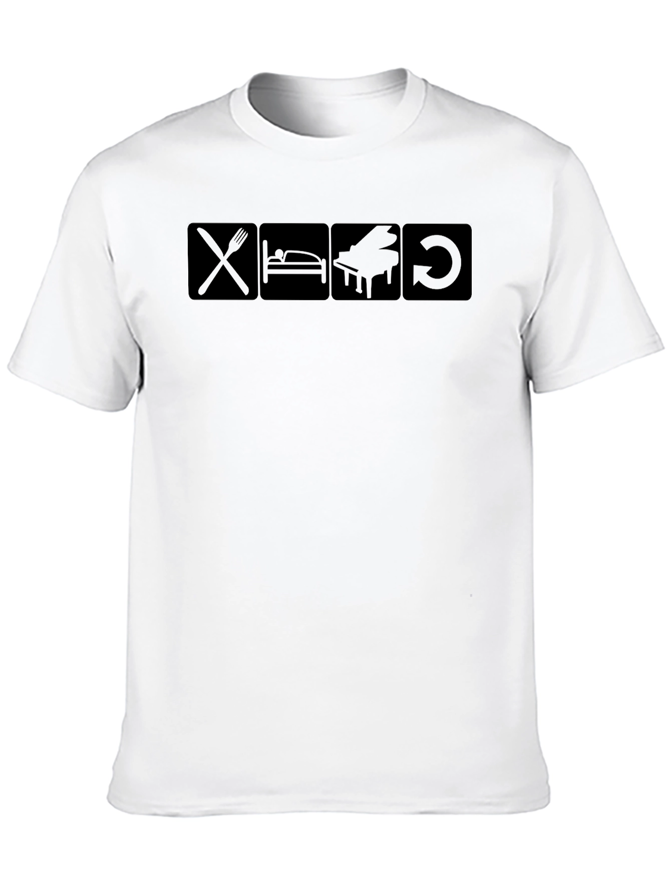 Eat Sleep Piano Repeat T-Shirt - Black