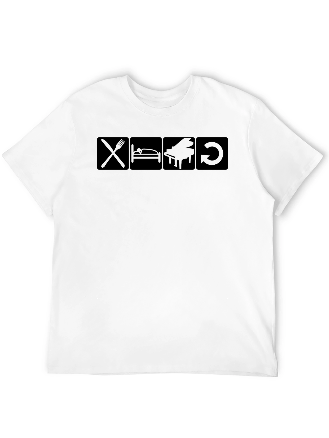 Eat Sleep Piano Repeat T-Shirt - Black