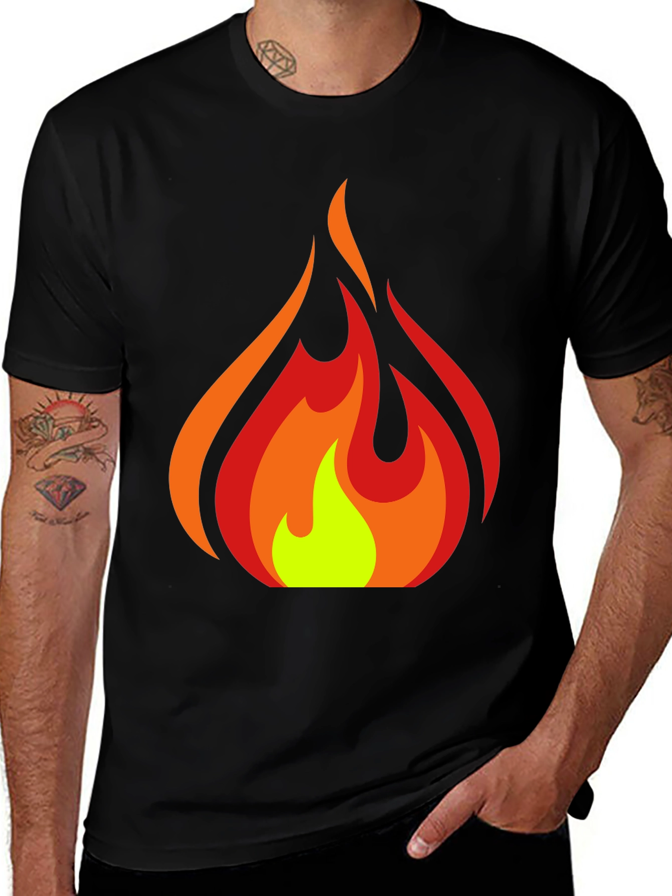 Fiery Graphic Tee - Bold Flame Design