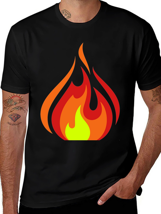 Fiery Graphic Tee - Bold Flame Design