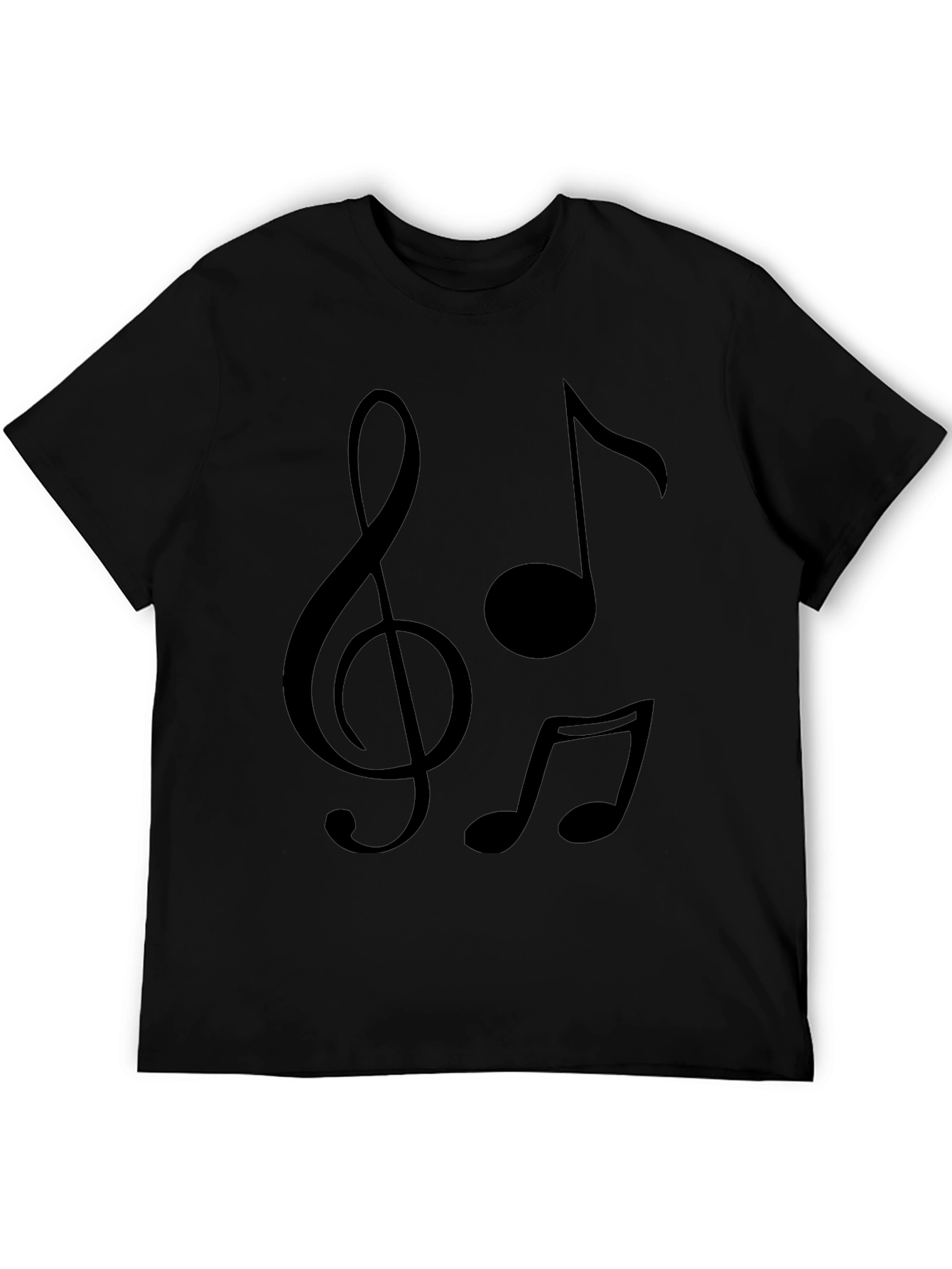 Musical Notes Graphic T-Shirt - Black Crew Neck Tee
