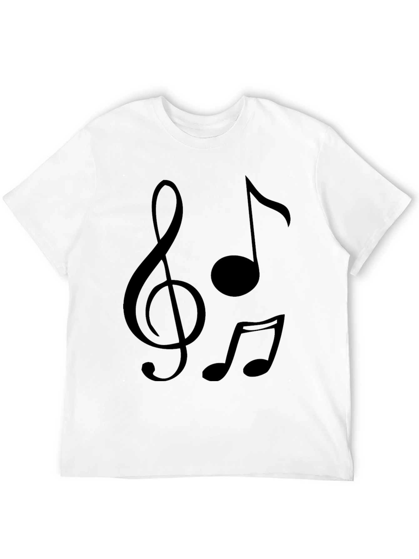 Musical Notes Graphic T-Shirt - Black Crew Neck Tee