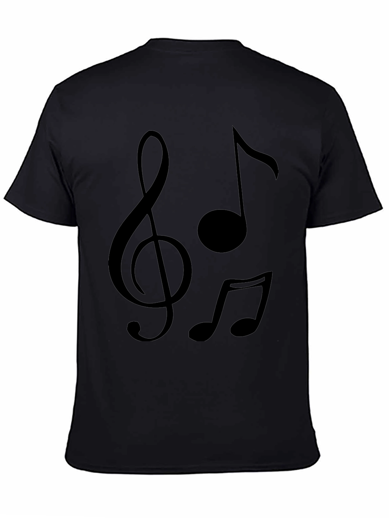 Musical Notes Graphic T-Shirt - Black Crew Neck Tee