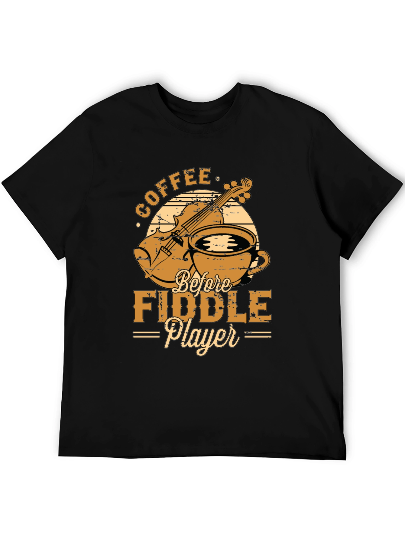 Coffee Before Fiddle Player Black T-Shirt