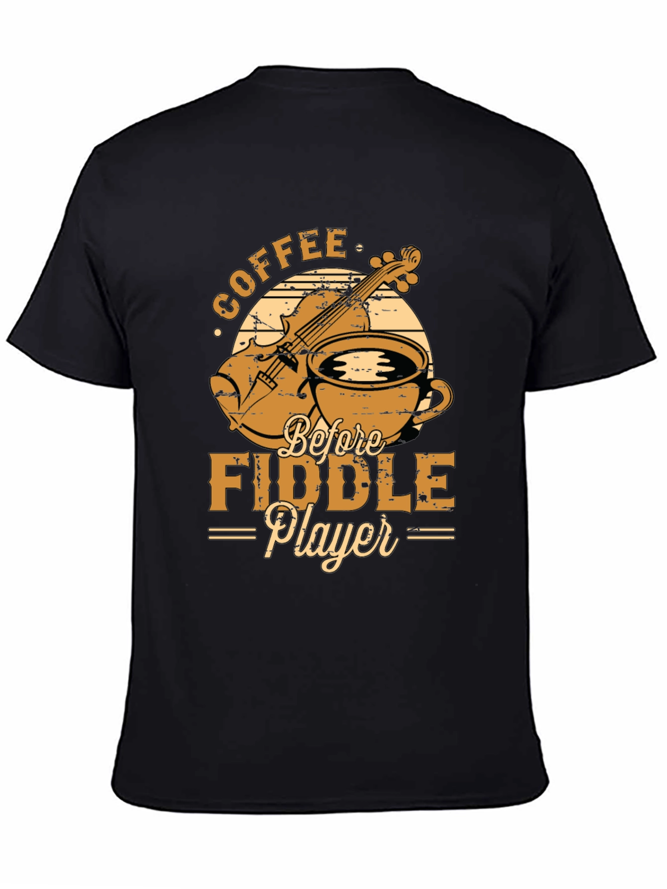 Coffee Before Fiddle Player Black T-Shirt