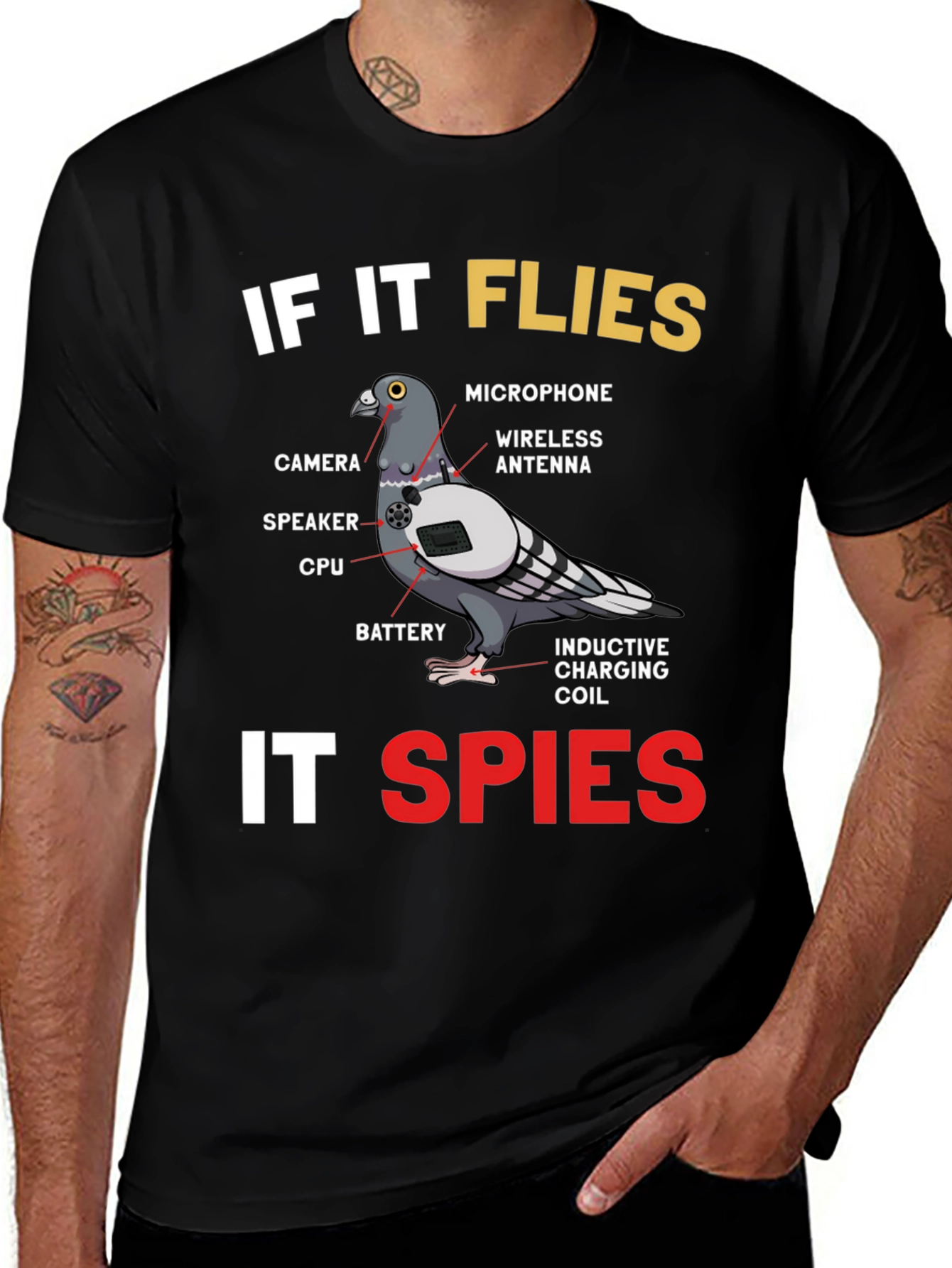 If It Flies It Spies Pigeon T-Shirt