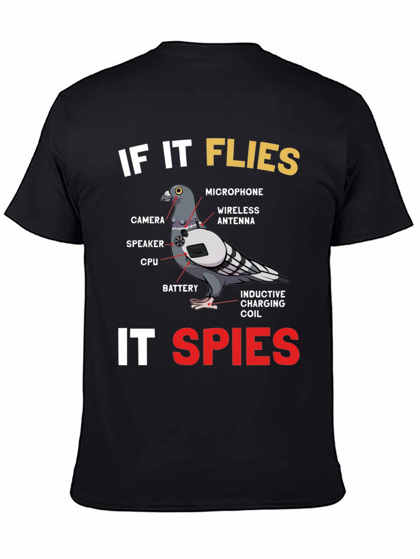 If It Flies It Spies Pigeon T-Shirt
