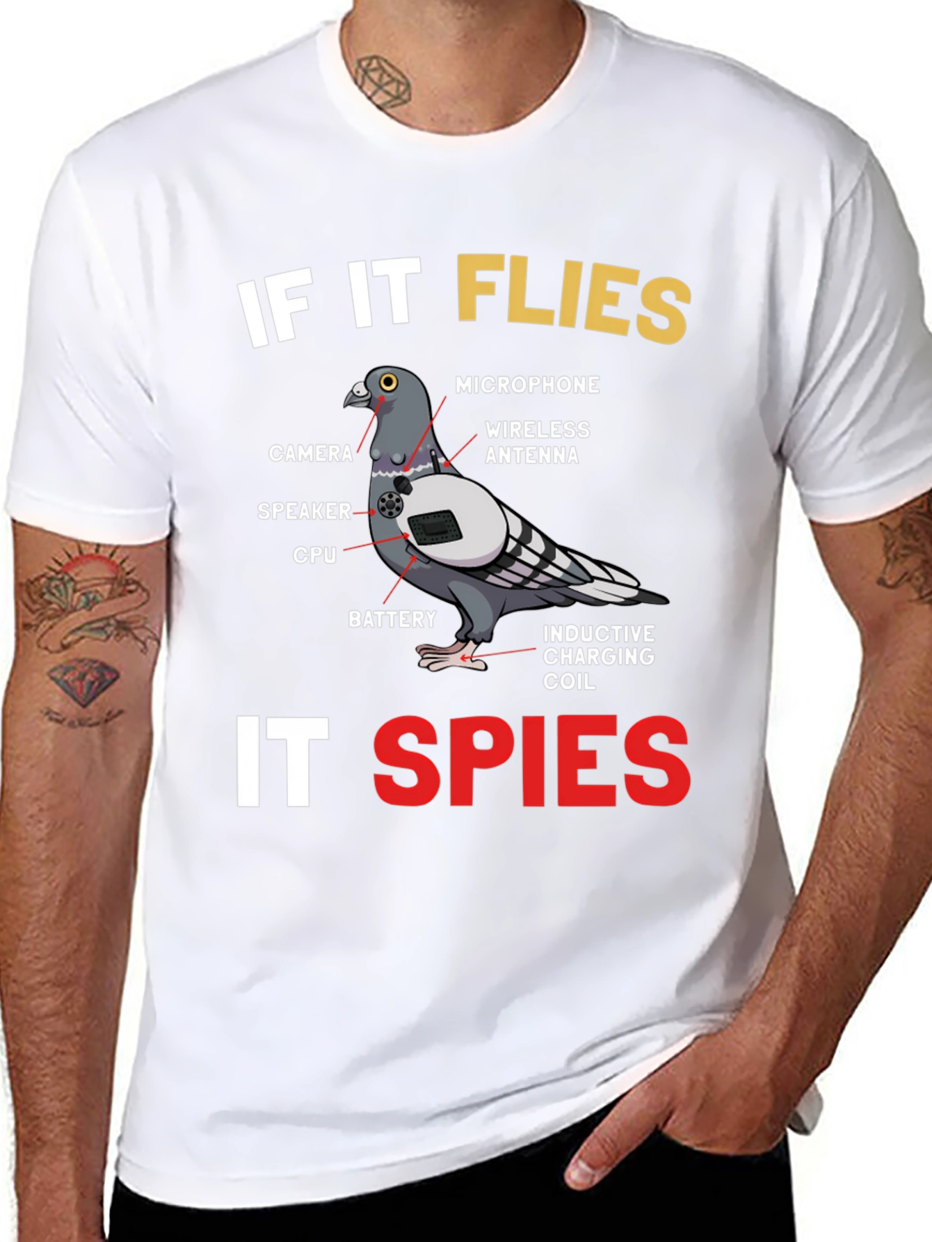 If It Flies It Spies Pigeon T-Shirt