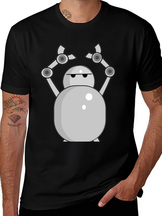 Cool Robot Graphic T-Shirt - Black