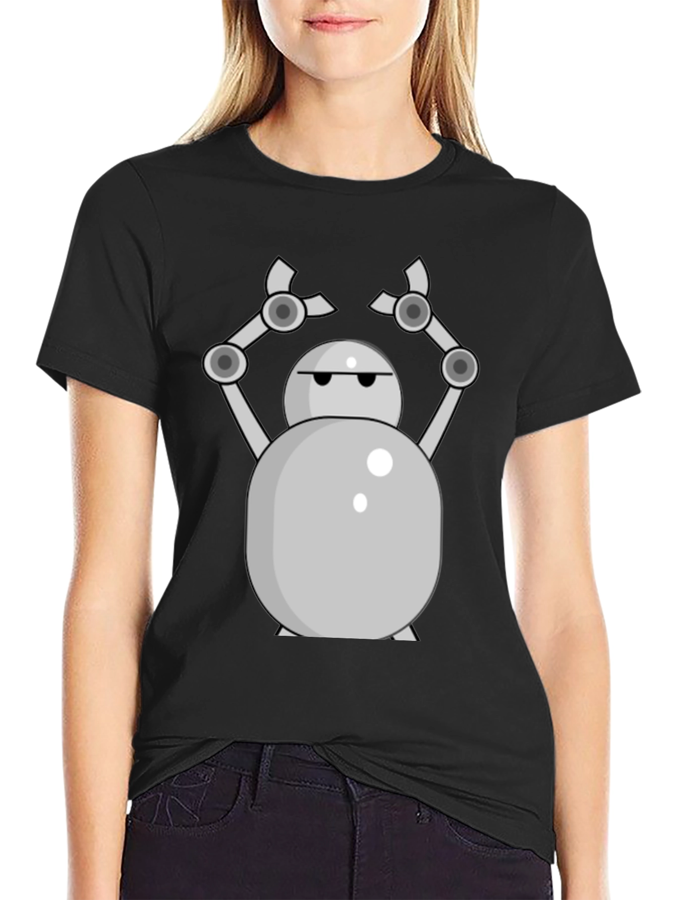 Cool Robot Graphic T-Shirt - Black