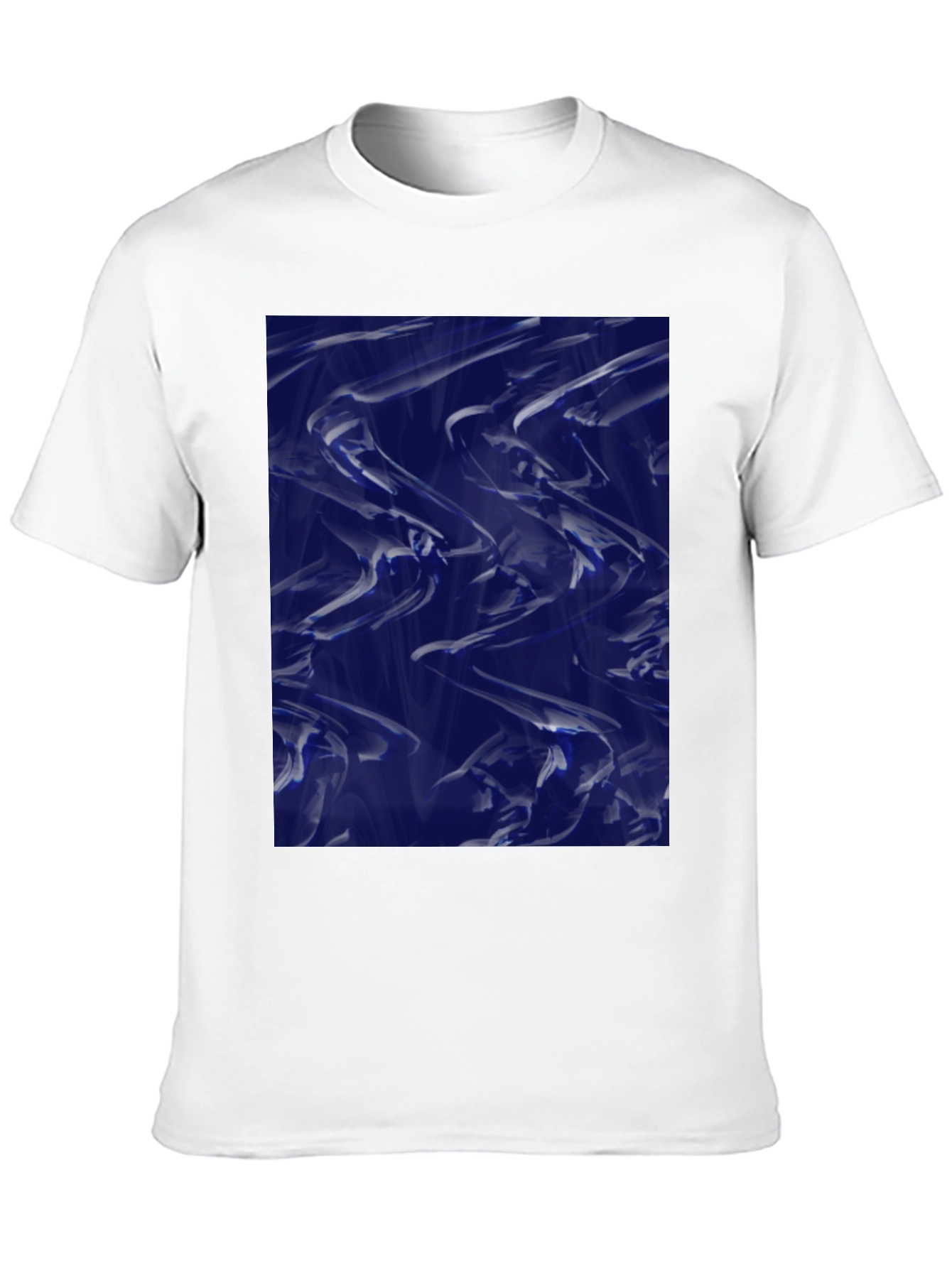 Abstract Blue Fluid Art Graphic Black T-Shirt