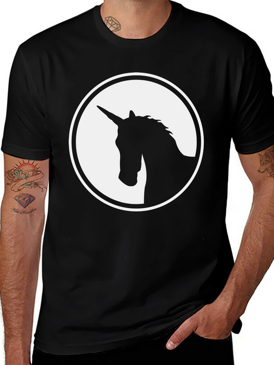 Unicorn Graphic Tee - Black Cotton Blend Casual Shirt