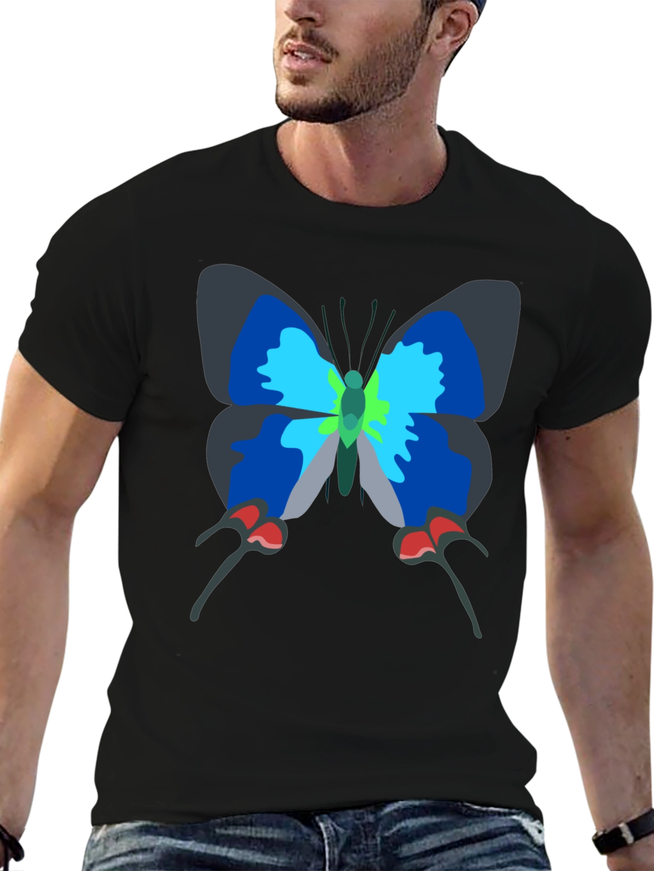 Butterfly Graphic Tee - Casual Black T-Shirt