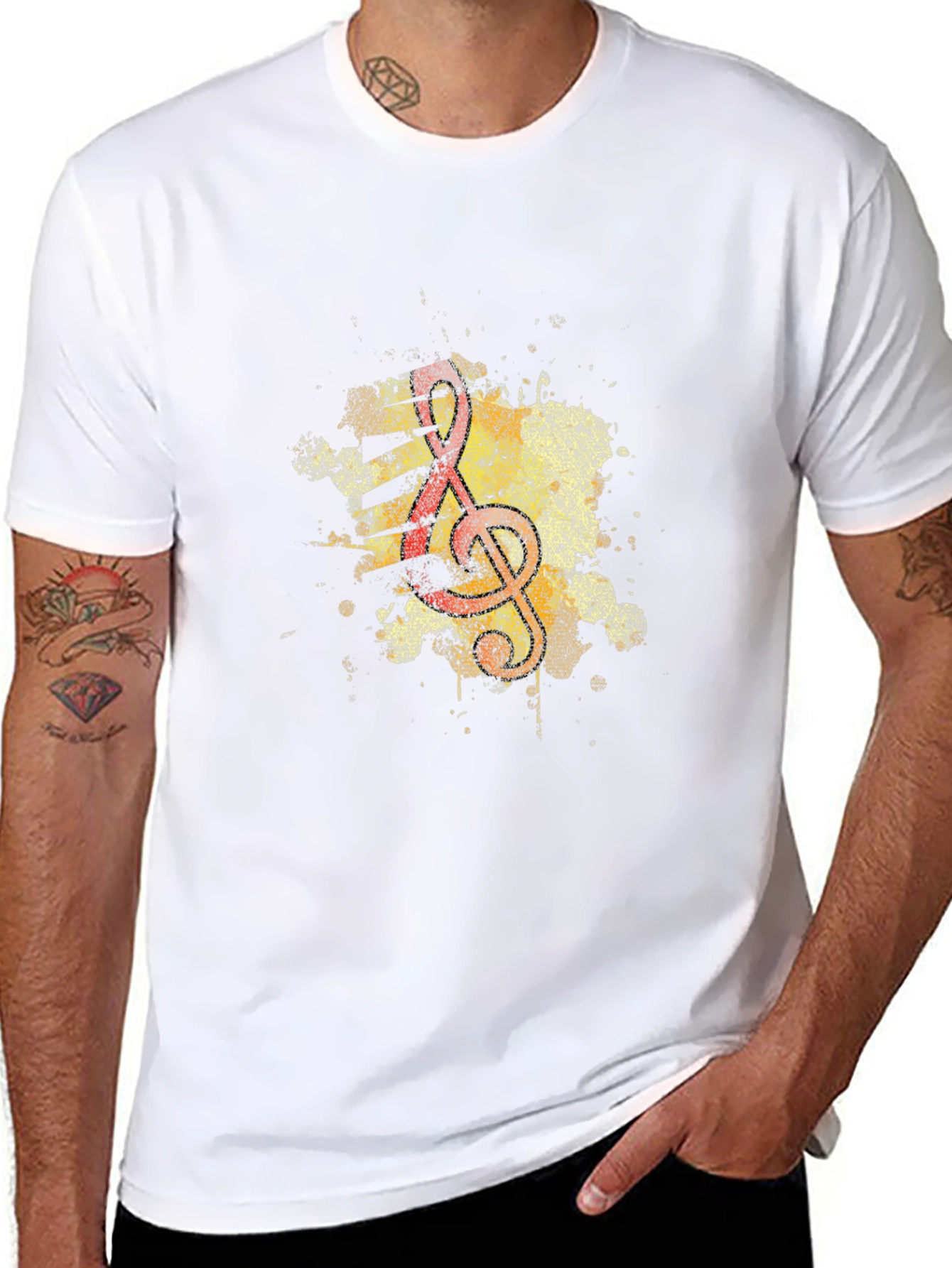 Musical Note Graphic Tee - Artistic Design Black T-Shirt