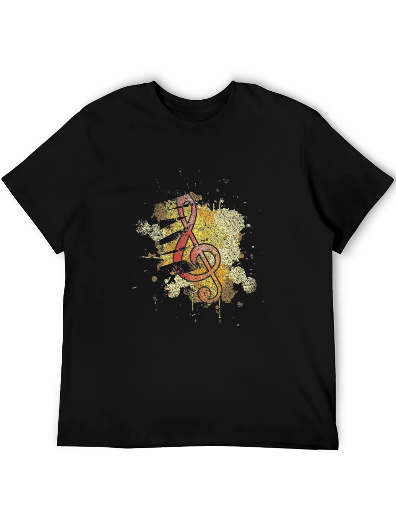 Musical Note Graphic Tee - Artistic Design Black T-Shirt