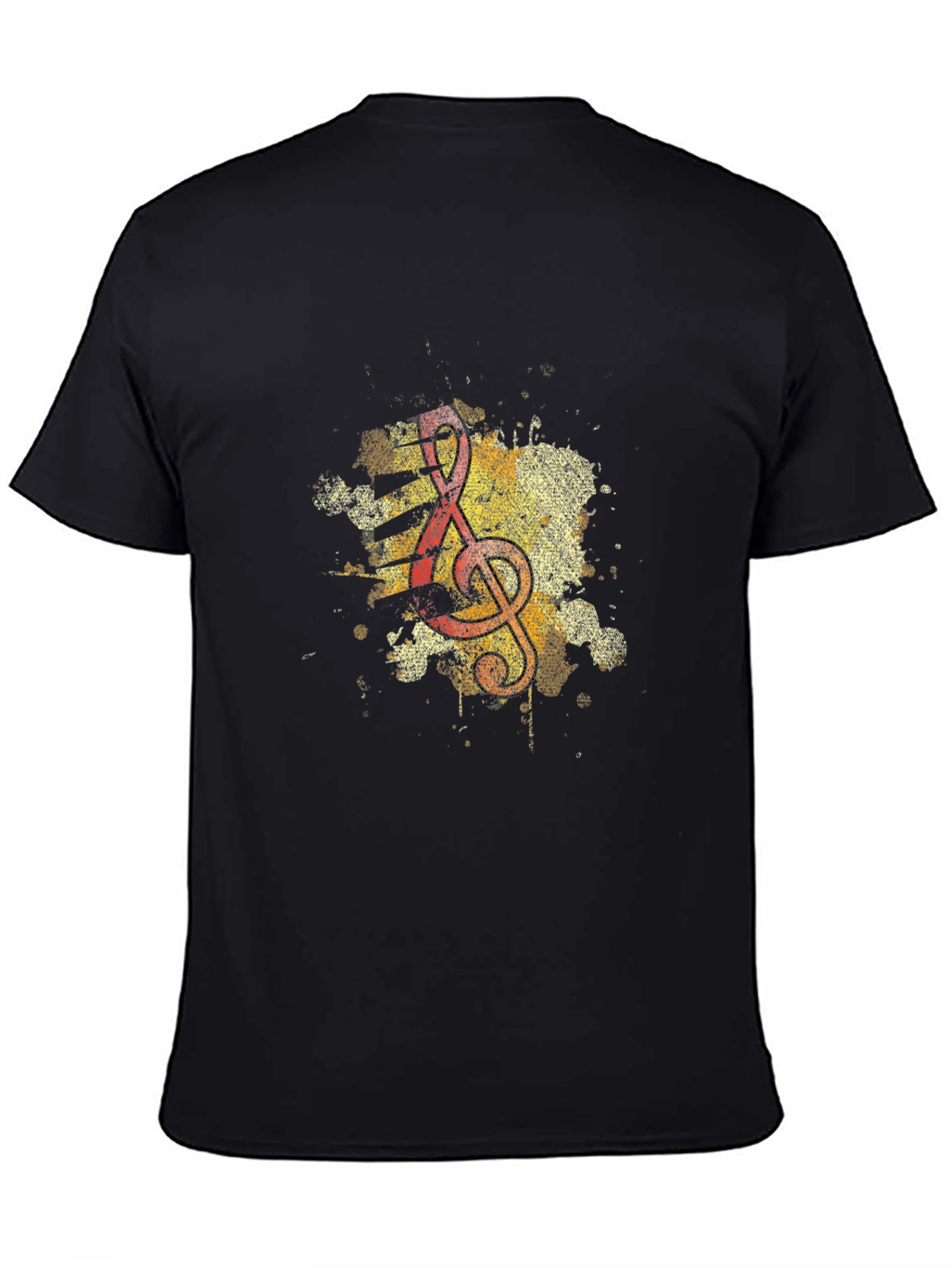 Musical Note Graphic Tee - Artistic Design Black T-Shirt