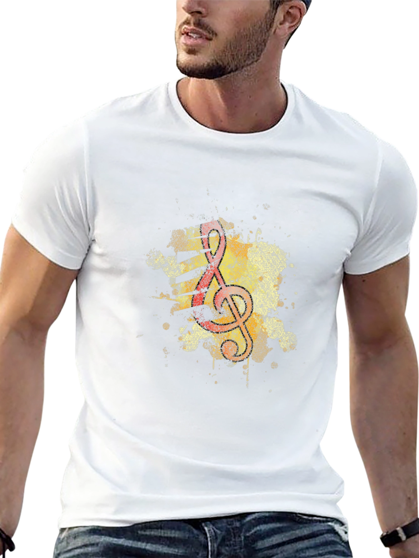Musical Note Graphic Tee - Artistic Design Black T-Shirt