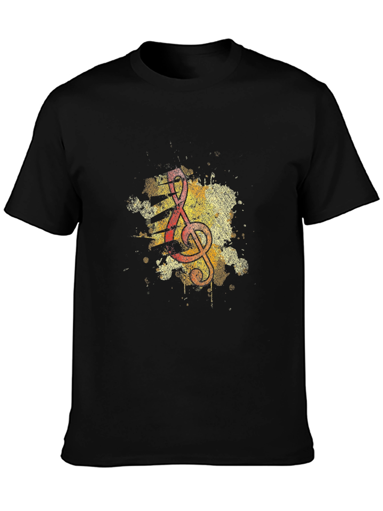Musical Note Graphic Tee - Artistic Design Black T-Shirt