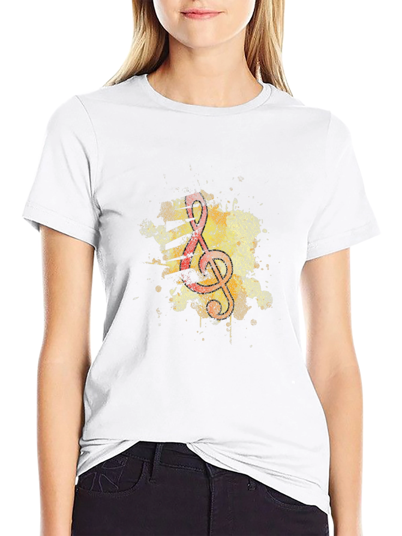 Musical Note Graphic Tee - Artistic Design Black T-Shirt
