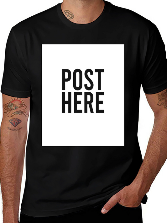 Black Tee: Post Here Graphic Print Casual Wear