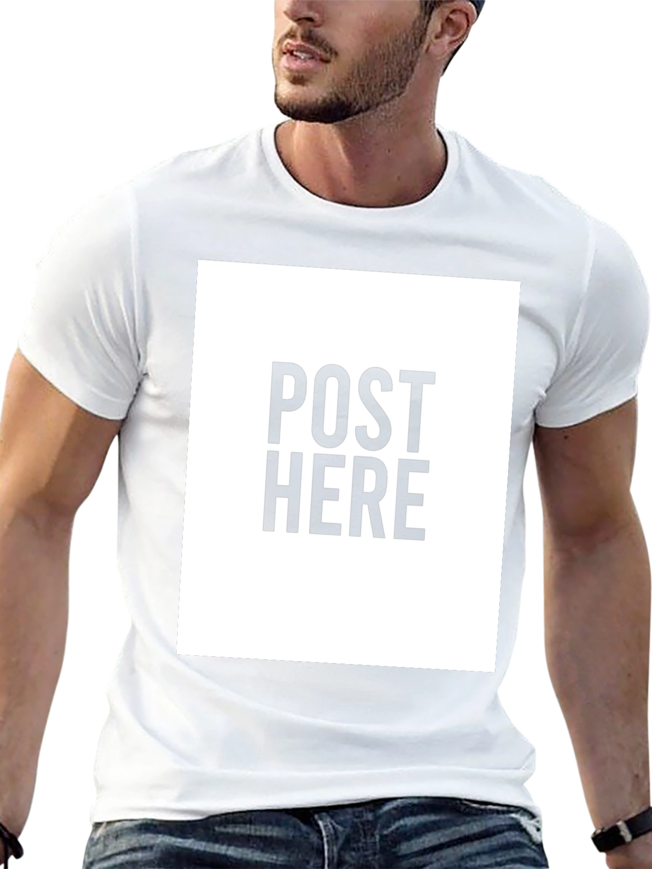 Black Tee: Post Here Graphic Print Casual Wear