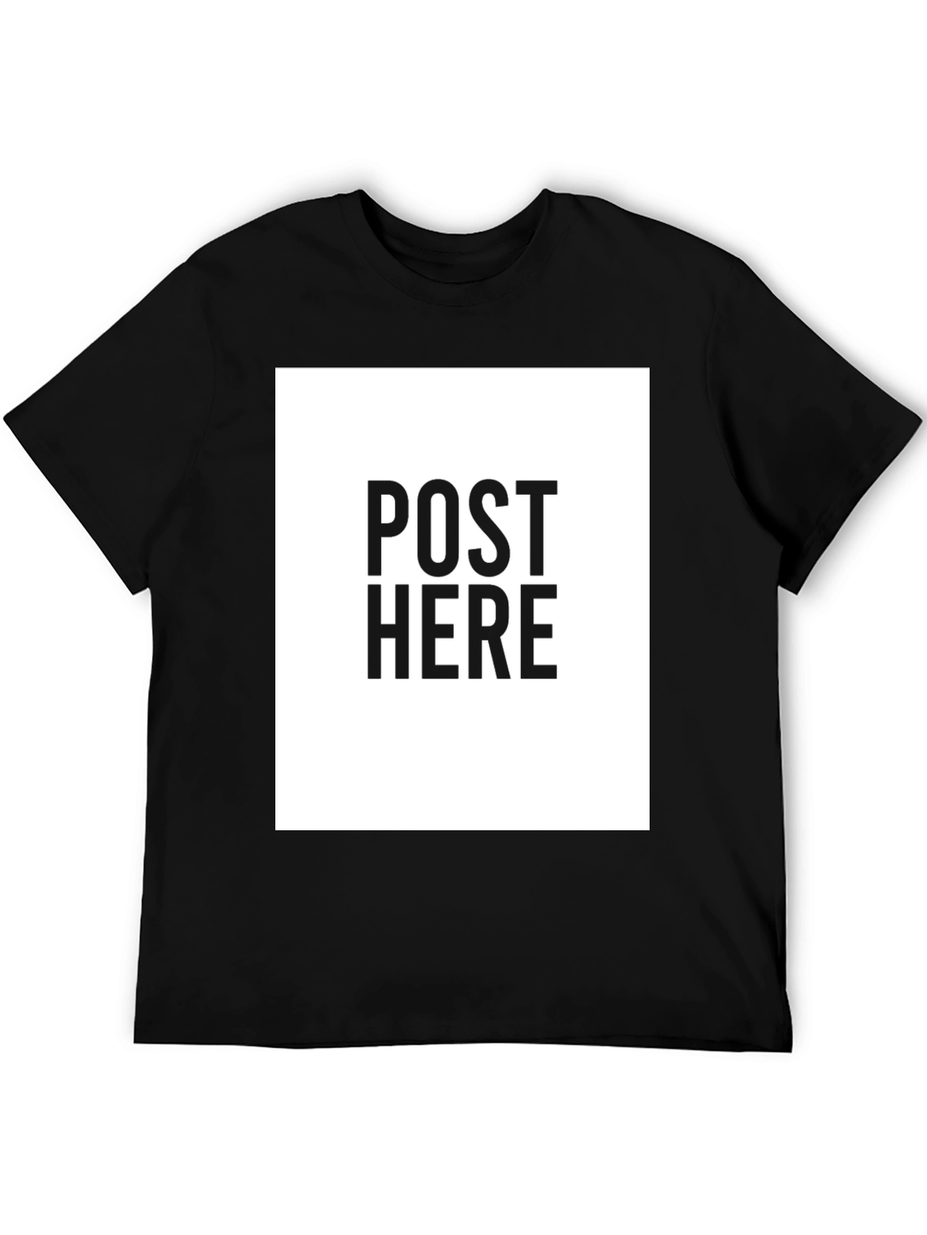 Black Tee: Post Here Graphic Print Casual Wear