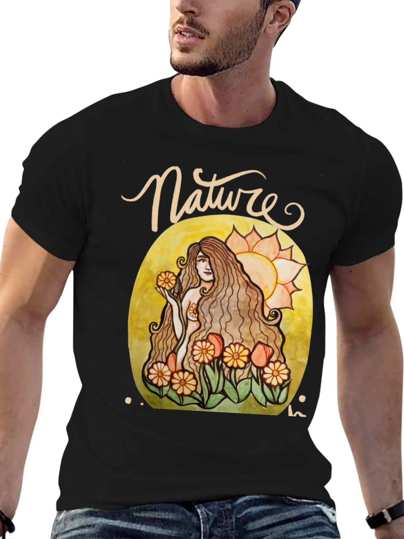 Nature Lady Graphic T-Shirt - Artistic Design