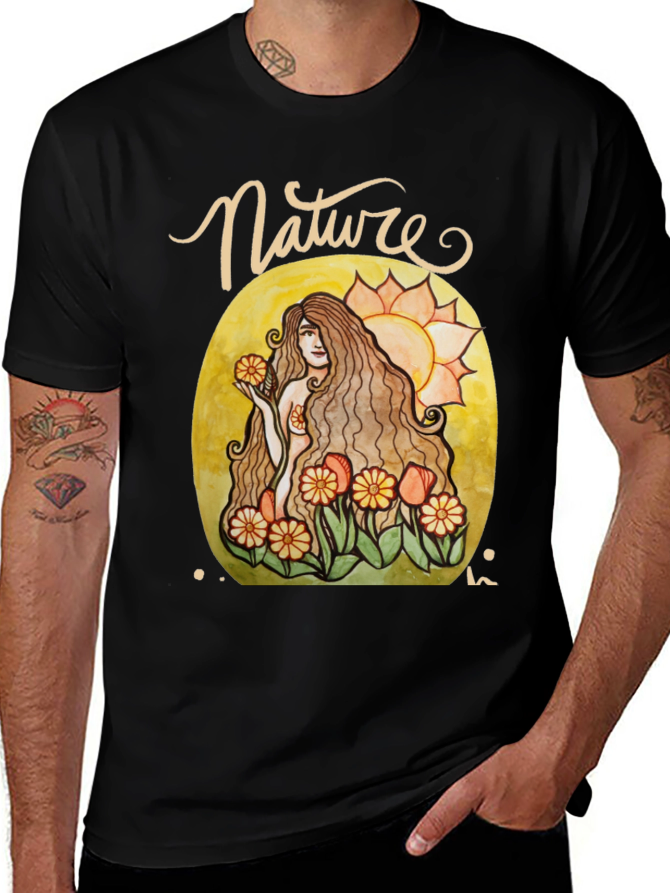 Nature Lady Graphic T-Shirt - Artistic Design