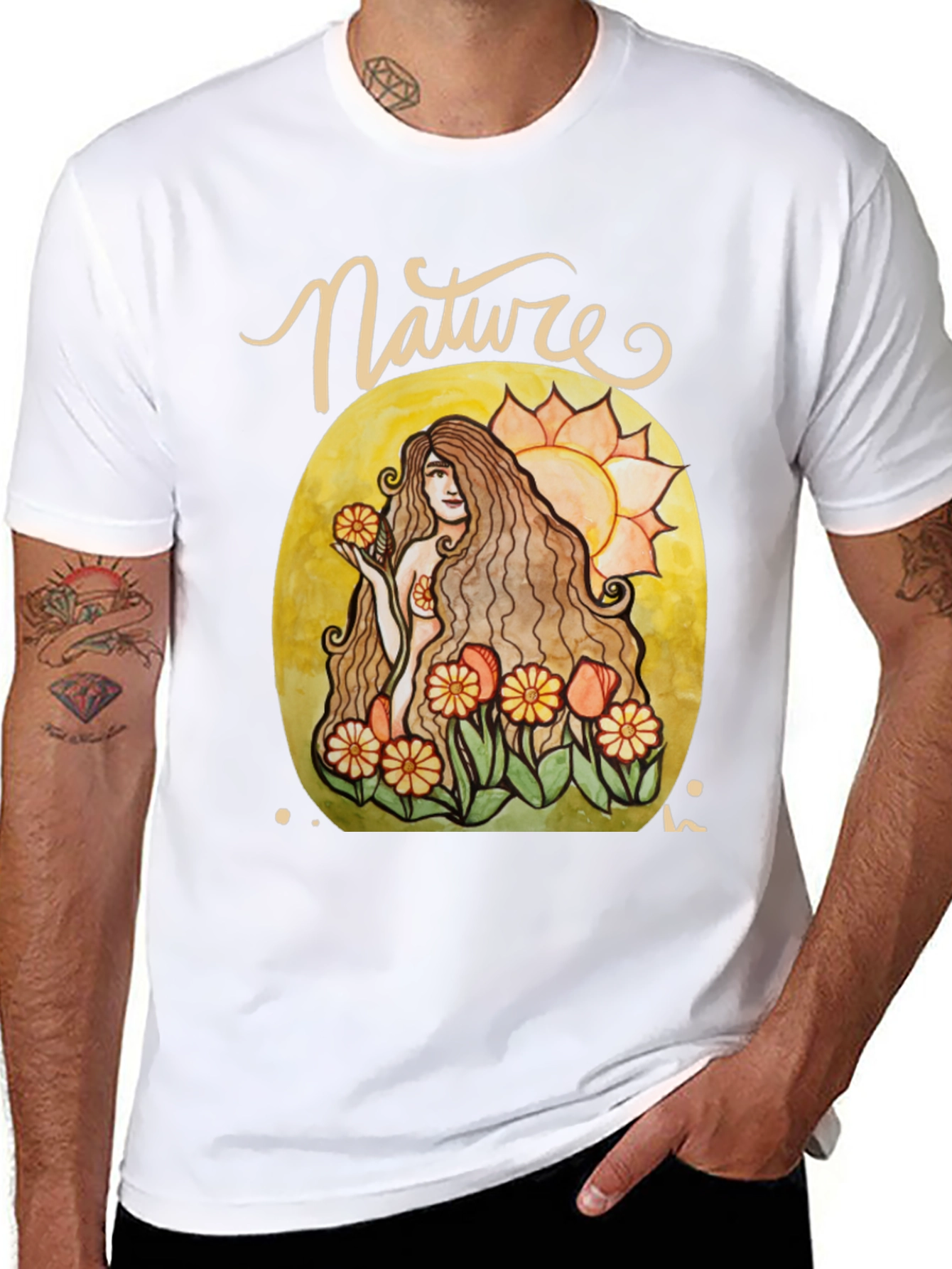 Nature Lady Graphic T-Shirt - Artistic Design