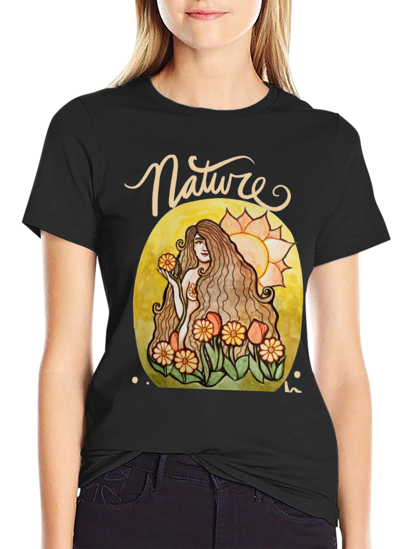 Nature Lady Graphic T-Shirt - Artistic Design