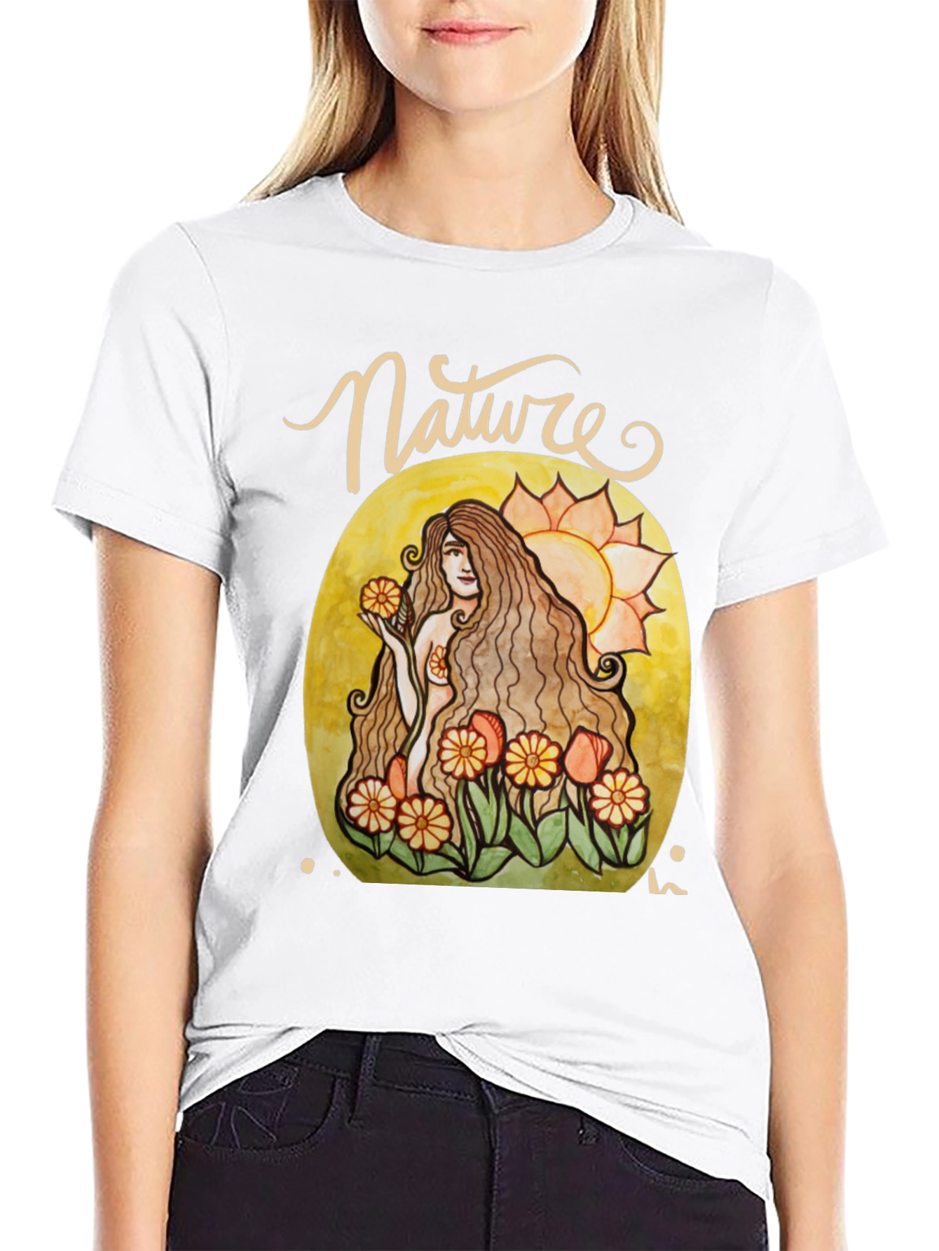 Nature Lady Graphic T-Shirt - Artistic Design