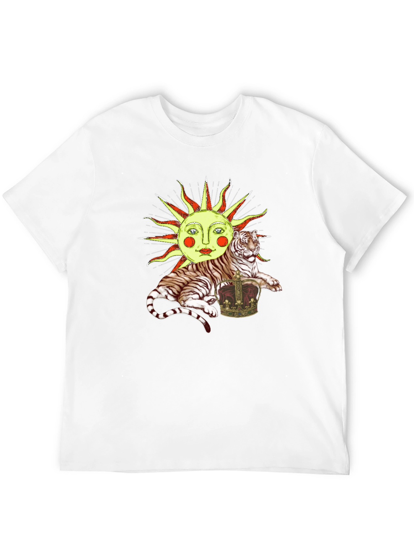 Sun Tiger Crown Graphic Tee - Unique Design