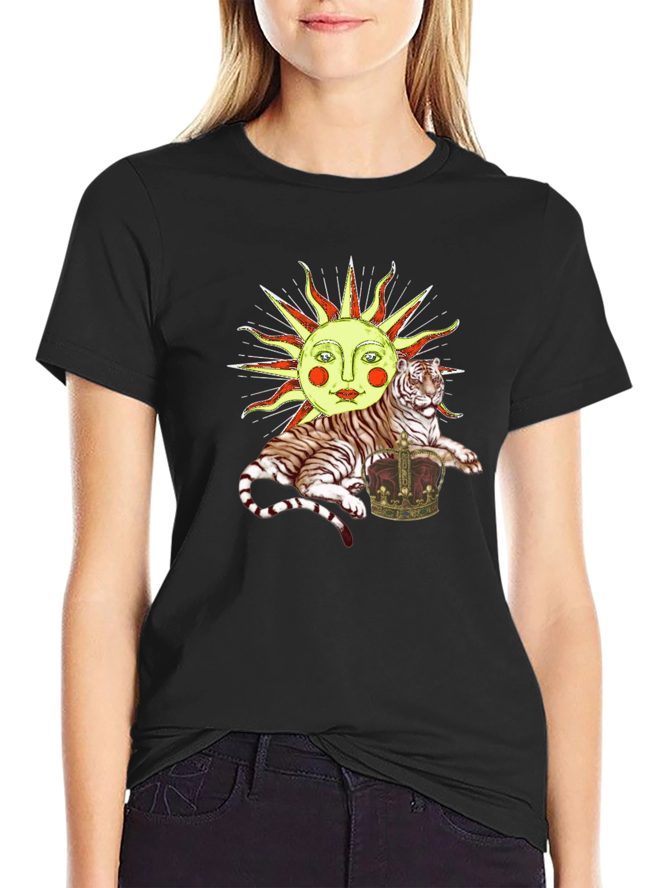 Sun Tiger Crown Graphic Tee - Unique Design