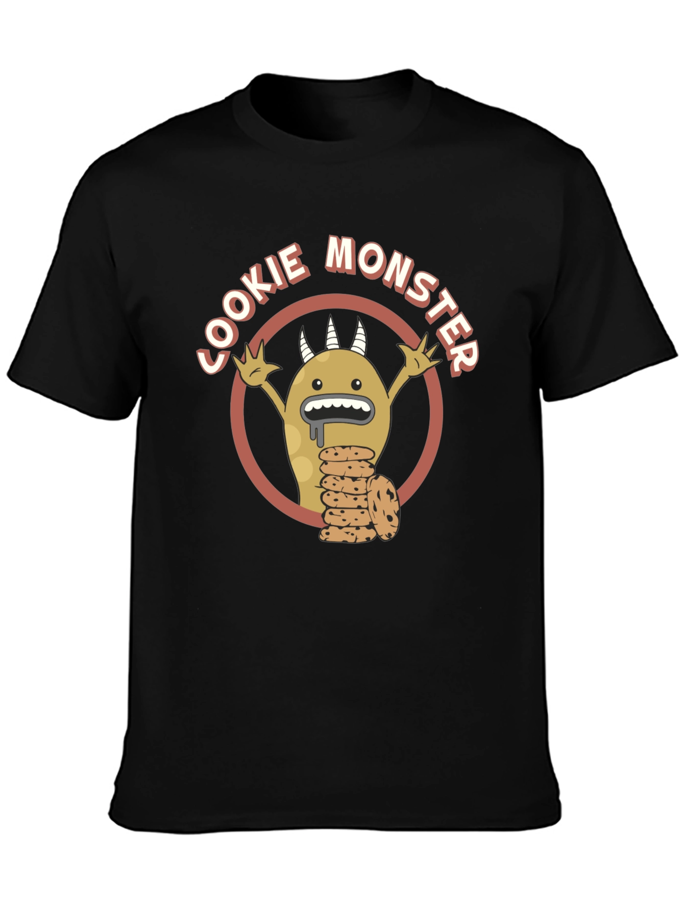 Cookie Monster Graphic Tee - Black Cotton T-Shirt