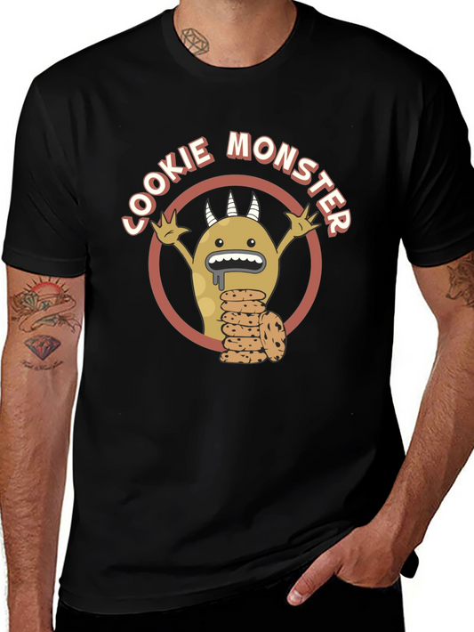 Cookie Monster Graphic Tee - Black Cotton T-Shirt