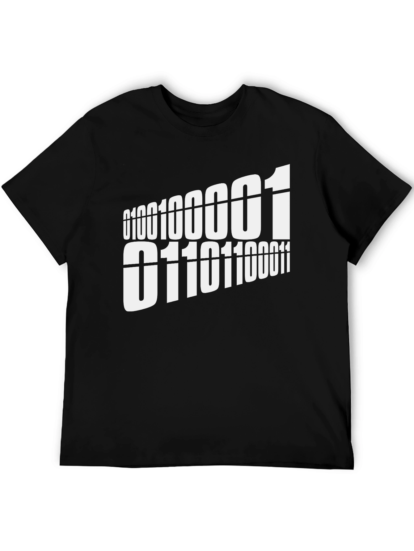 Binary Code Graphic Tee - Black Cotton T-Shirt