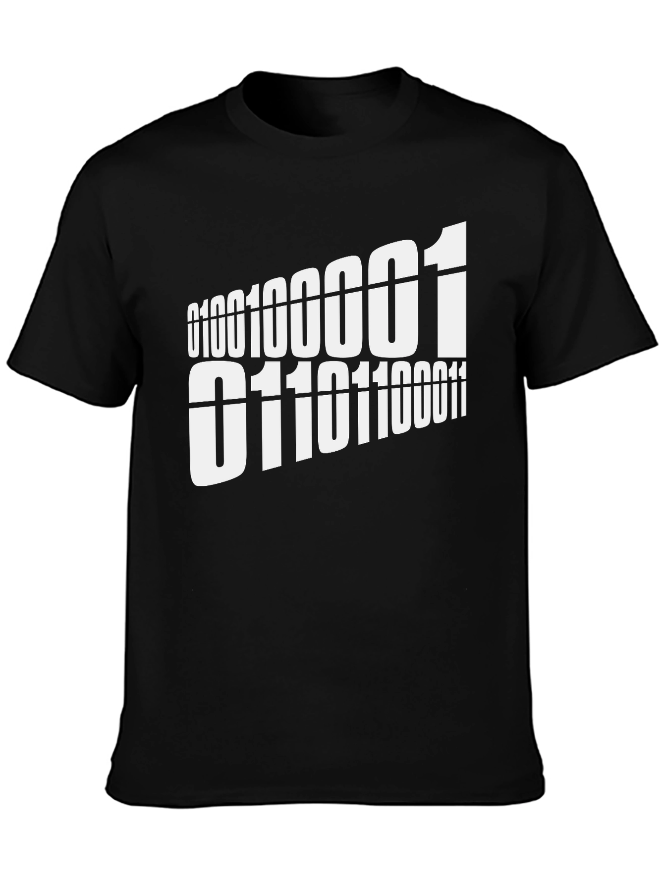 Binary Code Graphic Tee - Black Cotton T-Shirt