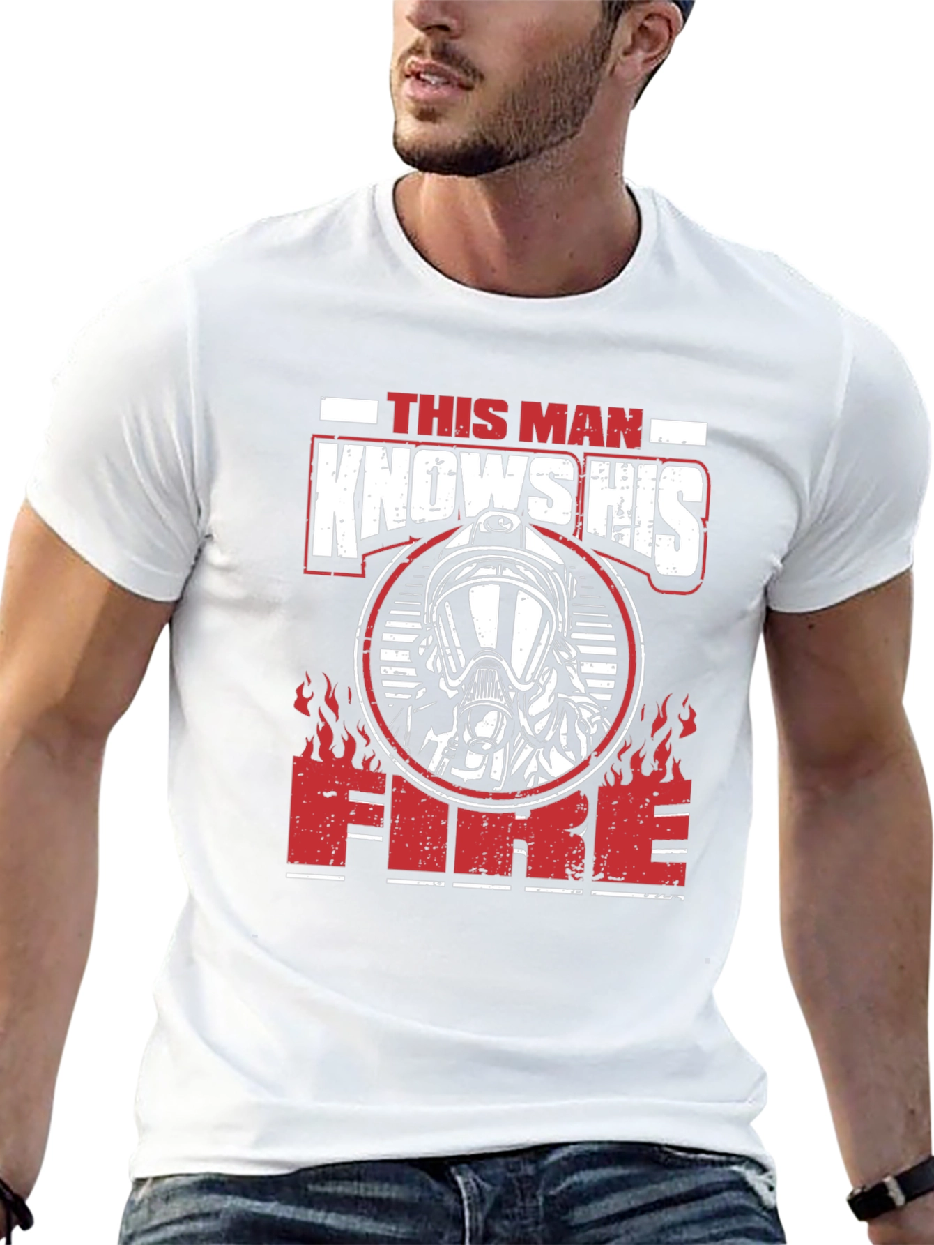 Firefighter This Man Knows His Fire Graphic T-Shirt
