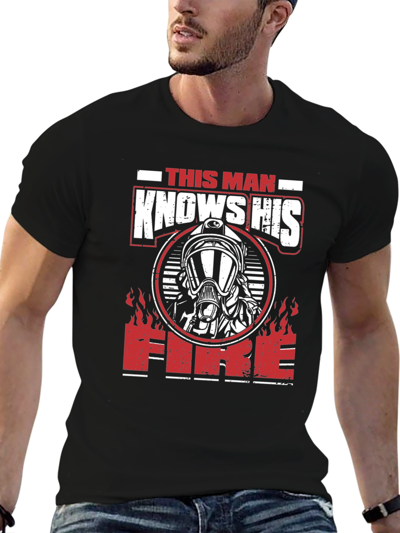 Firefighter This Man Knows His Fire Graphic T-Shirt