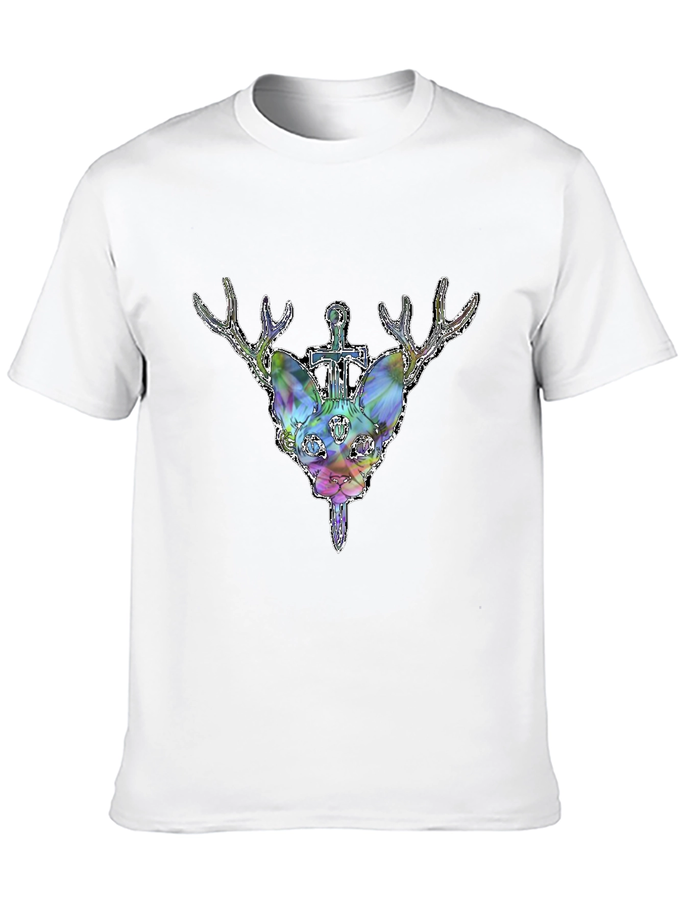 Mystic Deer Head Graphic Black T-Shirt