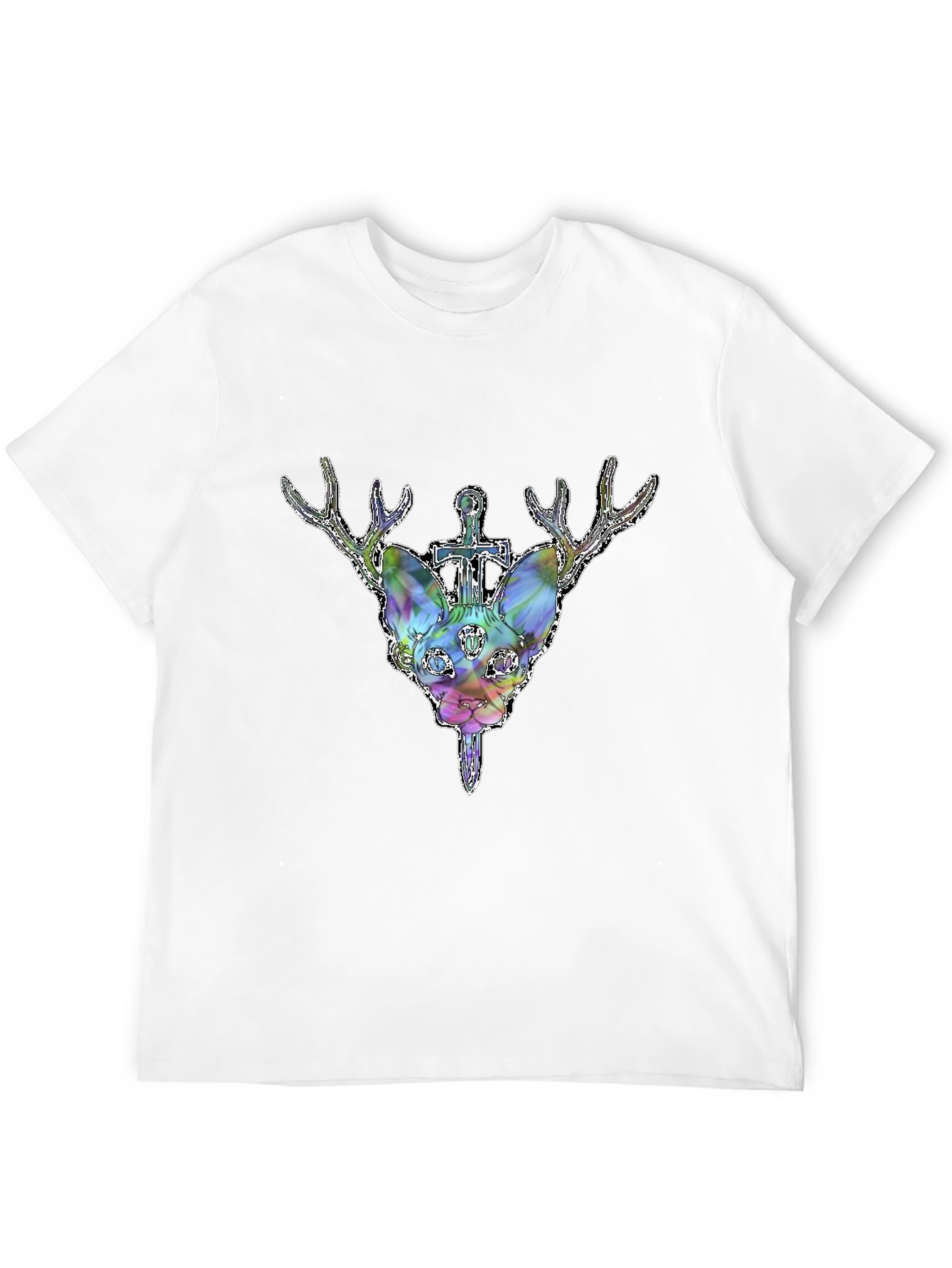 Mystic Deer Head Graphic Black T-Shirt
