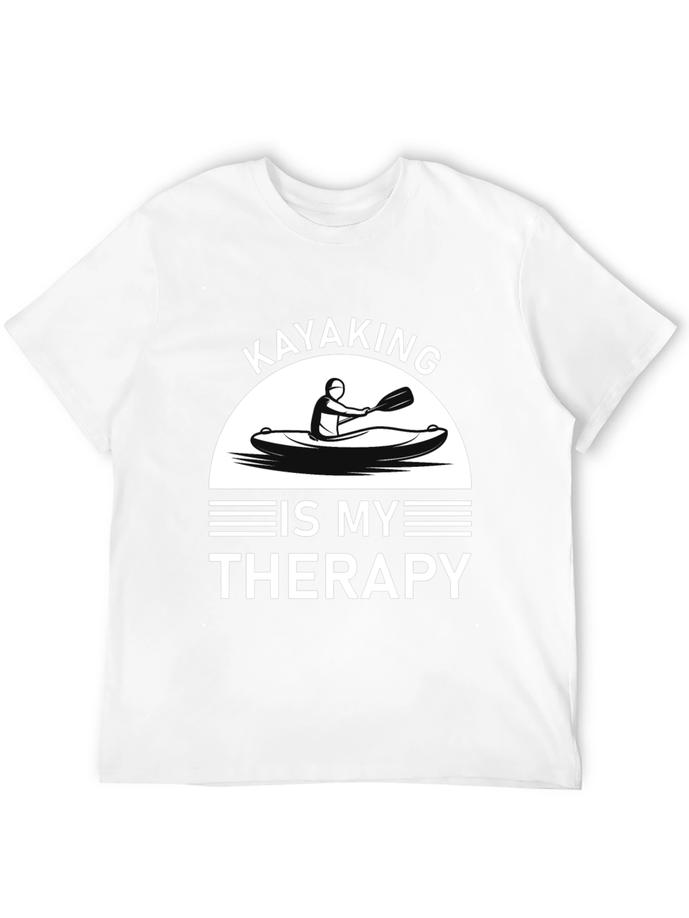 Kayaking is My Therapy T-Shirt - Black Cotton Tee
