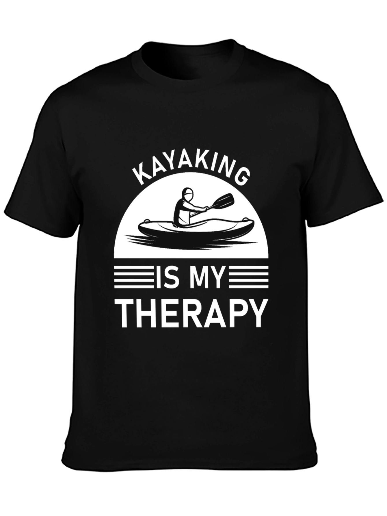 Kayaking is My Therapy T-Shirt - Black Cotton Tee