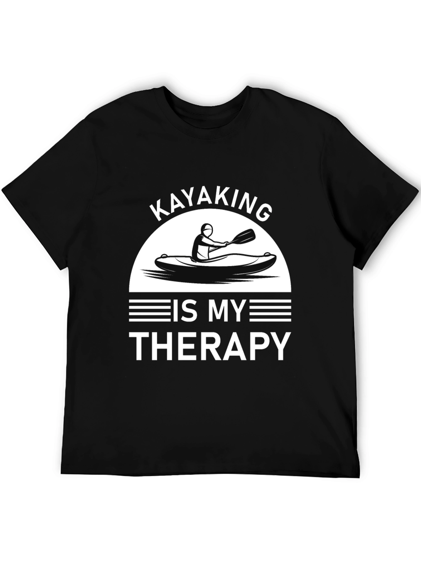 Kayaking is My Therapy T-Shirt - Black Cotton Tee