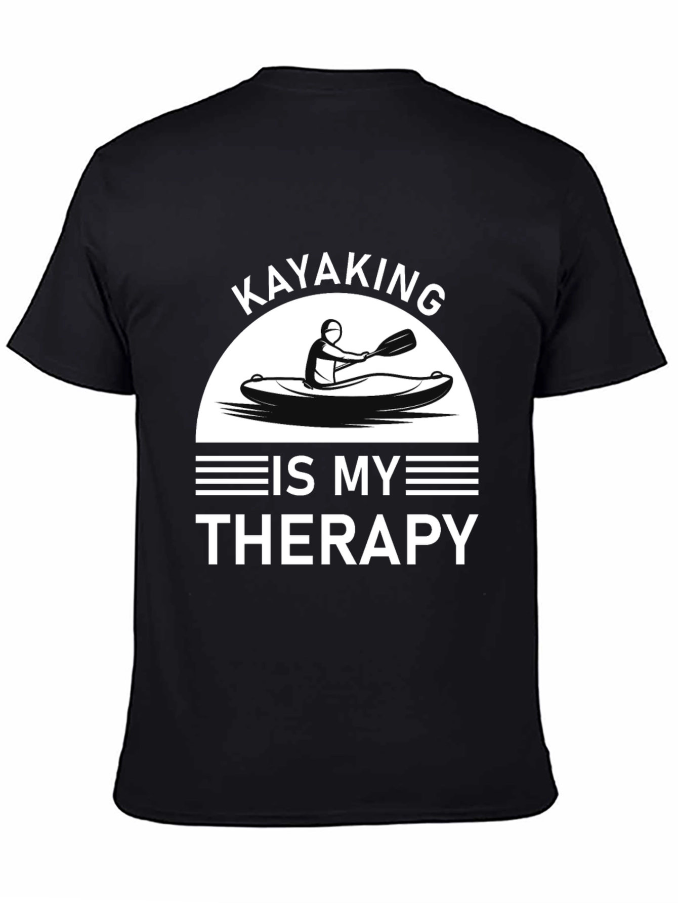 Kayaking is My Therapy T-Shirt - Black Cotton Tee